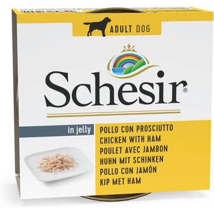 Schesir Kip en Ham voor honden - Natvoer voor honden, 150 g