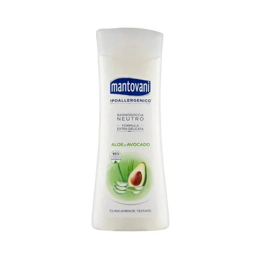 Mantovani Aloe und Avocado – Hypoallergenes, neutrales Duschgel 400 ml
