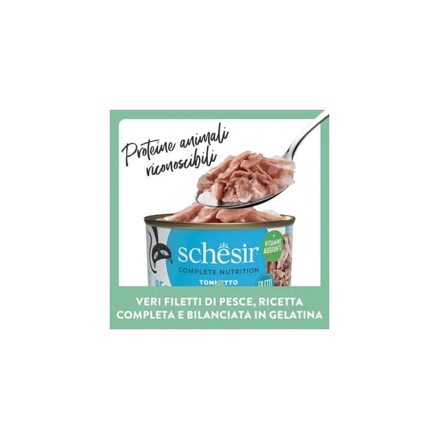 Schesir Atún con lubina - Pienso completo para gatos adultos, 6 x 50 g