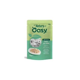 Oasy Wet cat natury soft jelly pui cu măr – hrană complementară pentru pisici adulte, 70 g