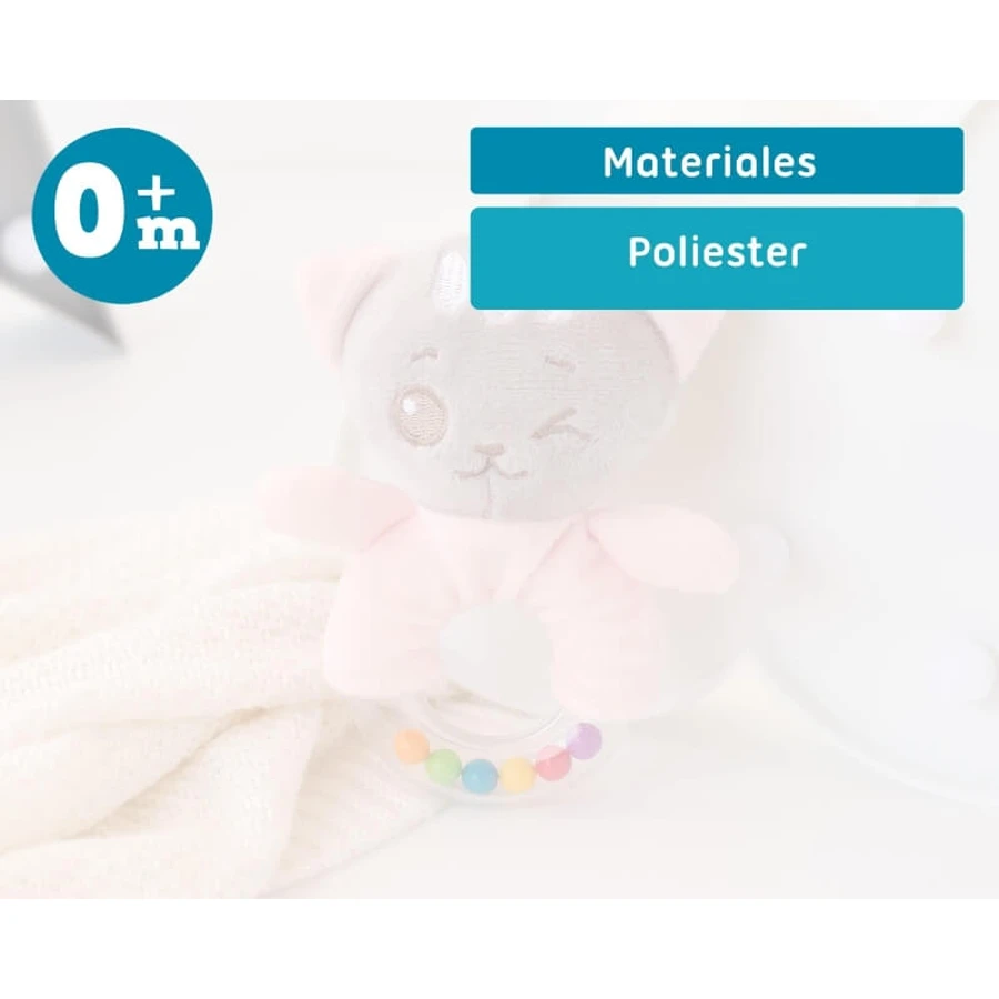 Kiokids Rattle Plush Toy - Pink Kitten