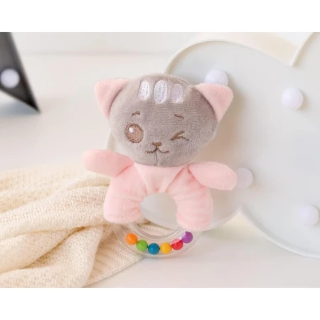 Kiokids Rattle Plush Toy - Pink Kitten