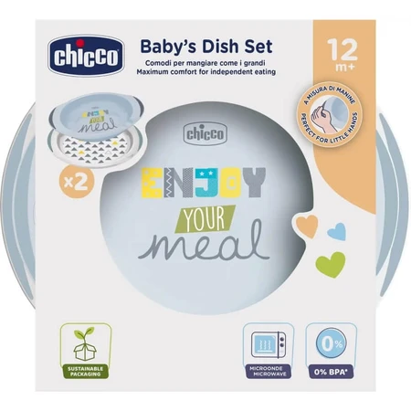 Set de vaisselle Chicco - Assiettes plates et creuses, à partir de 12 mois, couleur neutre
