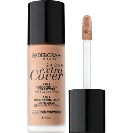 Deborah 24-Hour Extra Cover - Base de maquillaje y corrector 2 en 1 con SPF 20 - N.º 04 Apricot