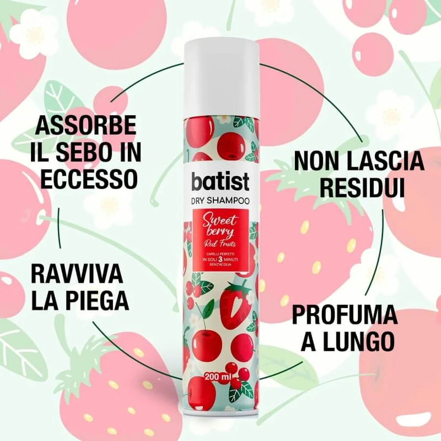 Batist Sweet Berry - Scented Dry Shampoo, 200 ml