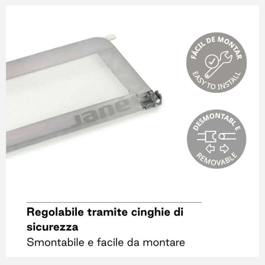 Barandilla para cama Jane Basic: barandilla plegable y abatible para niños, gris, 140 cm