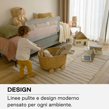 Barandilla para cama Jane Basic: barandilla plegable y abatible para niños, gris, 140 cm