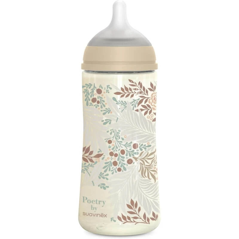 Suavinex Poetry - Plastic Baby Bottle with Silicone Nipple, 360 ml