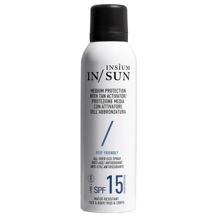 Insium SPF 15, spray solar para bronceado, protección media, 150 ml