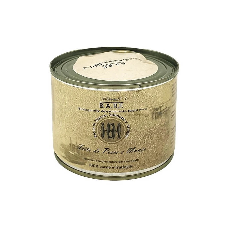 Dr. Clauder's B.A.R.F. Minced Fish and Beef - Complete Food for Dogs and Cats, 200 g
