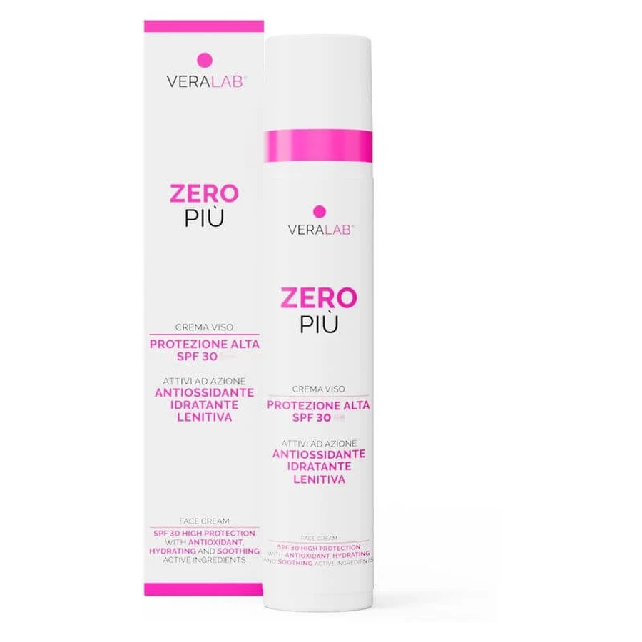 Crème solaire pour le visage Veralab SPF 30 : hydratante et protectrice, Zero Plus Haute Protection, 50 ml
