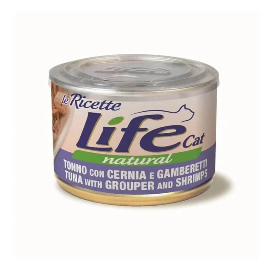 Life Petcare – Rețete Life Cat Natural: ton, pește-cern, creveți – hrană umedă pentru pisici, 150 g
