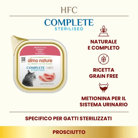 Almo Nature HFC Sterilized Complete Prosciutto – Alleinfuttermittel in Nassform für kastrierte Katzen, 85 g
