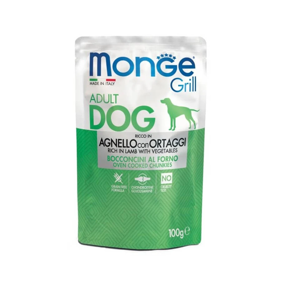 Monge Grill Oven-Baked Lamb and Vegetable Bites - Complete Dog Food, 100 g