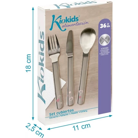 Juego de cubiertos de acero inoxidable Kiokids - Rosa