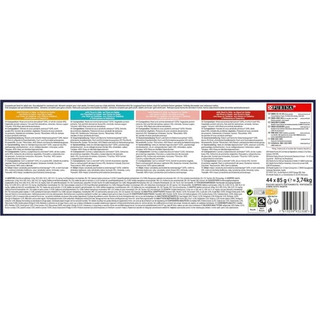 Purina Felix Snacks met kip, rundvlees, zalm en tonijn – Volledig voer voor volwassen katten, 44 x 85 g