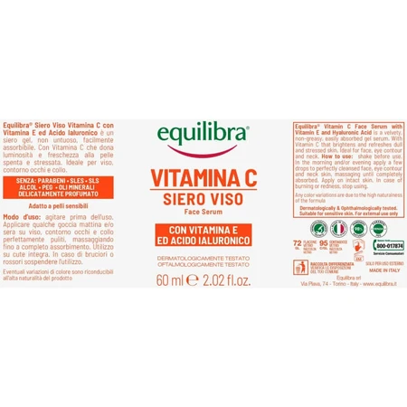 Sérum facial con vitamina C de Equilibra, 60 ml