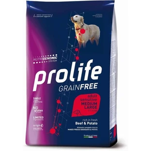Prolife Grain-Free Medium-Large Beef & Potatoes - Complete Food for Sensitive Adult Dogs, 10 kg