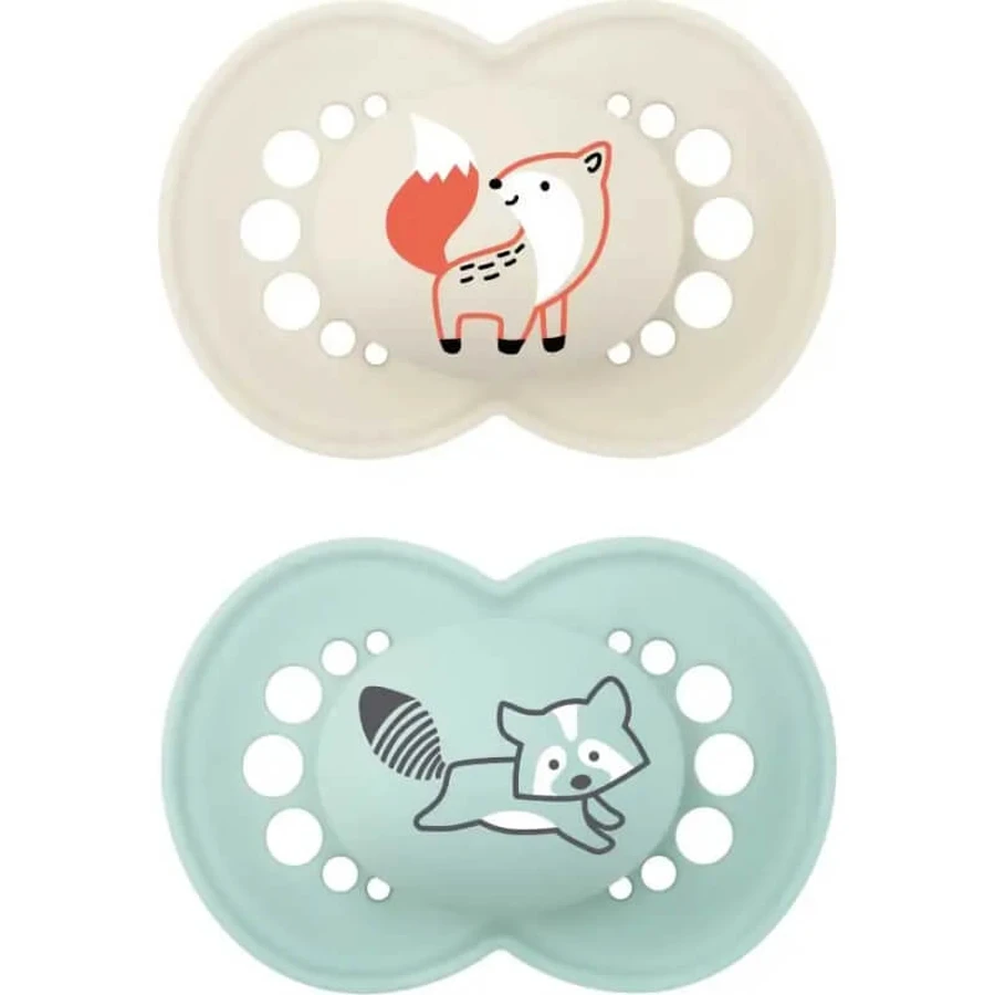 Mam Original - 2 fopspenen met siliconen speentjes voor baby’s vanaf 6 maanden, in diverse jongensmotieven
