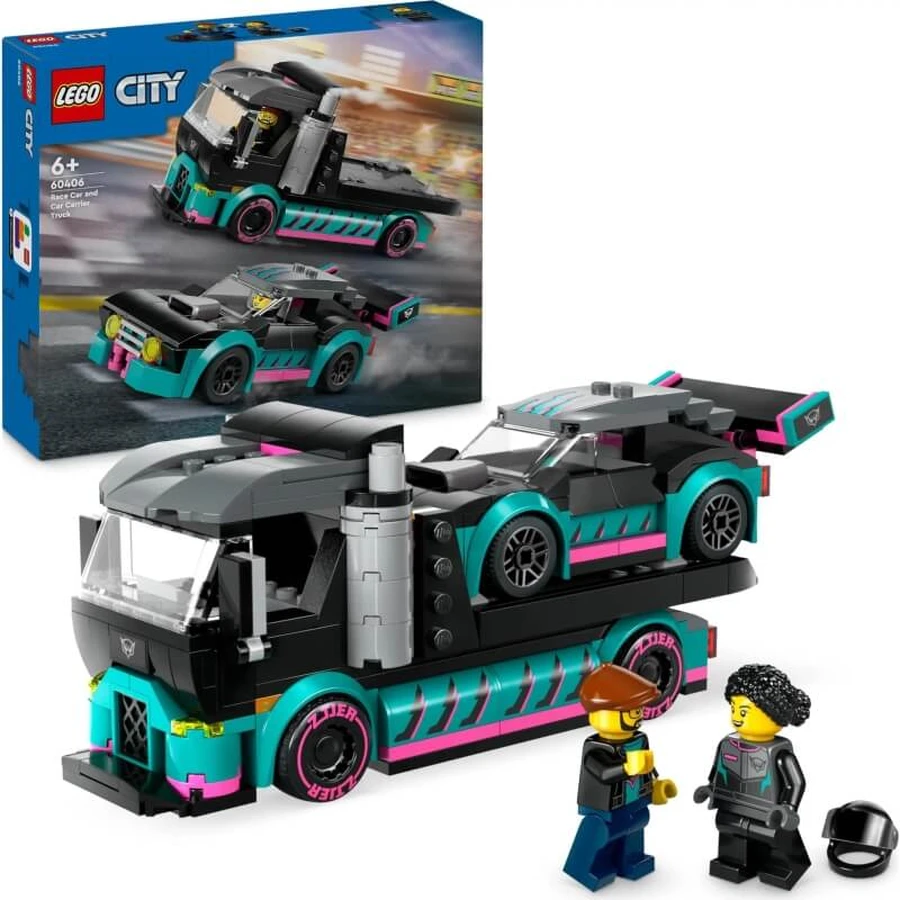 Lego City 60406 Raceauto en transportwagen – Bouw-het-zelf-speelset voor kinderen vanaf 6 jaar