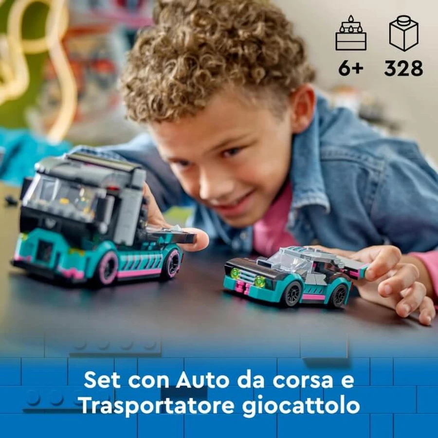 Lego City 60406 Raceauto en transportwagen – Bouw-het-zelf-speelset voor kinderen vanaf 6 jaar