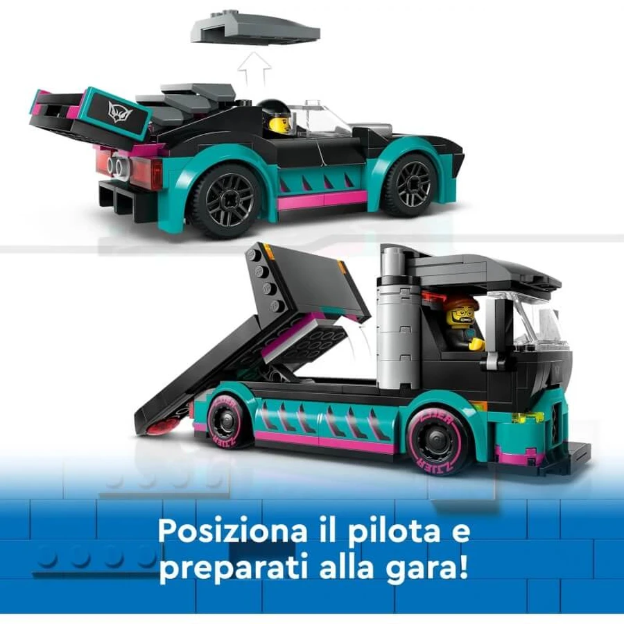 Lego City 60406 Raceauto en transportwagen – Bouw-het-zelf-speelset voor kinderen vanaf 6 jaar