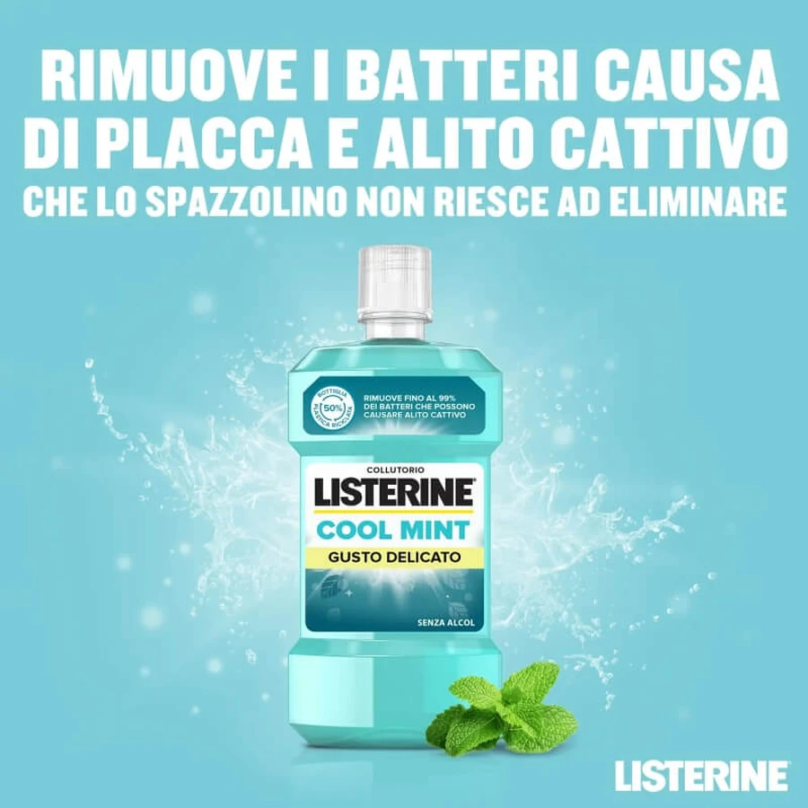 Listerine Cool Mint Mild – alkoholfreies, antibakterielles Mundwasser, 500 ml