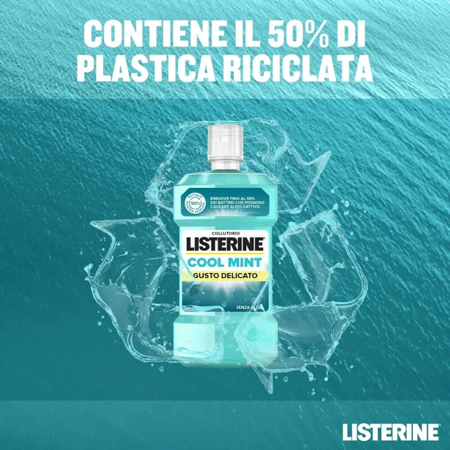 Listerine Cool Mint Mild – alkoholfreies, antibakterielles Mundwasser, 500 ml