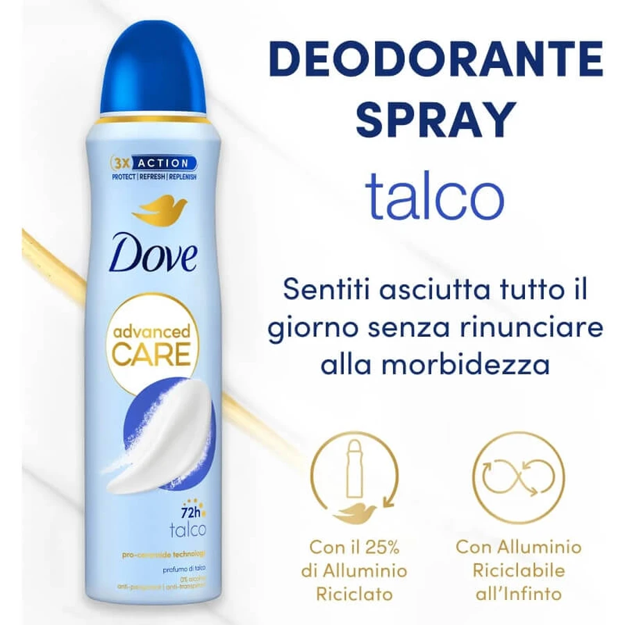 Dove Advanced Care Talc Deodorant Spray, 150 ml