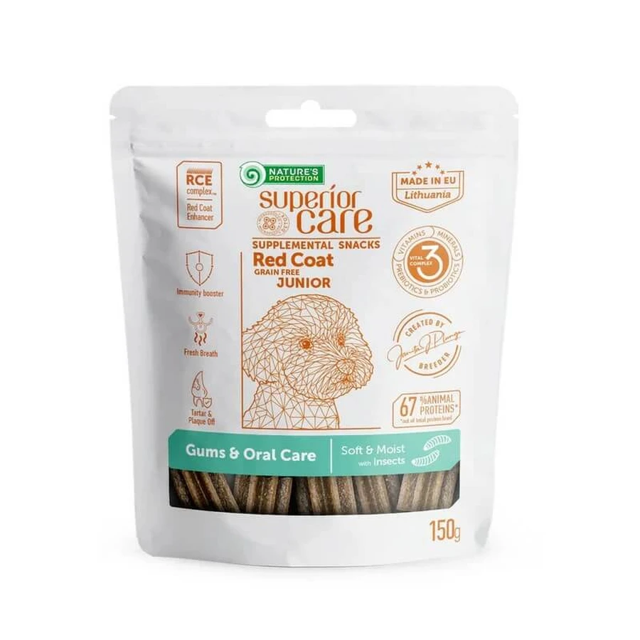 Nature's Protection Superior Care Red Coat Junior – Snacks mit Insektenprotein für Welpen mit rotem Fell, 150 g