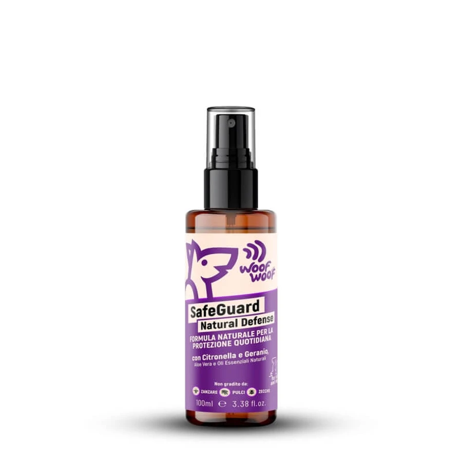 Woof Woof Safeguard Natural Defense - Natuurlijk afweermiddel tegen vlooien, teken en muggen voor honden en katten, 100 ml