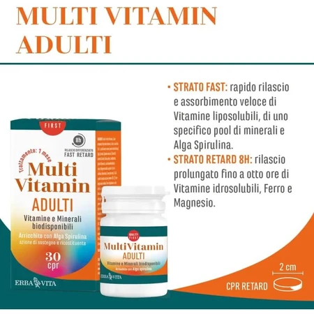 Adult Multivitamin, 30 Tablets - Vitamin and Mineral Supplement