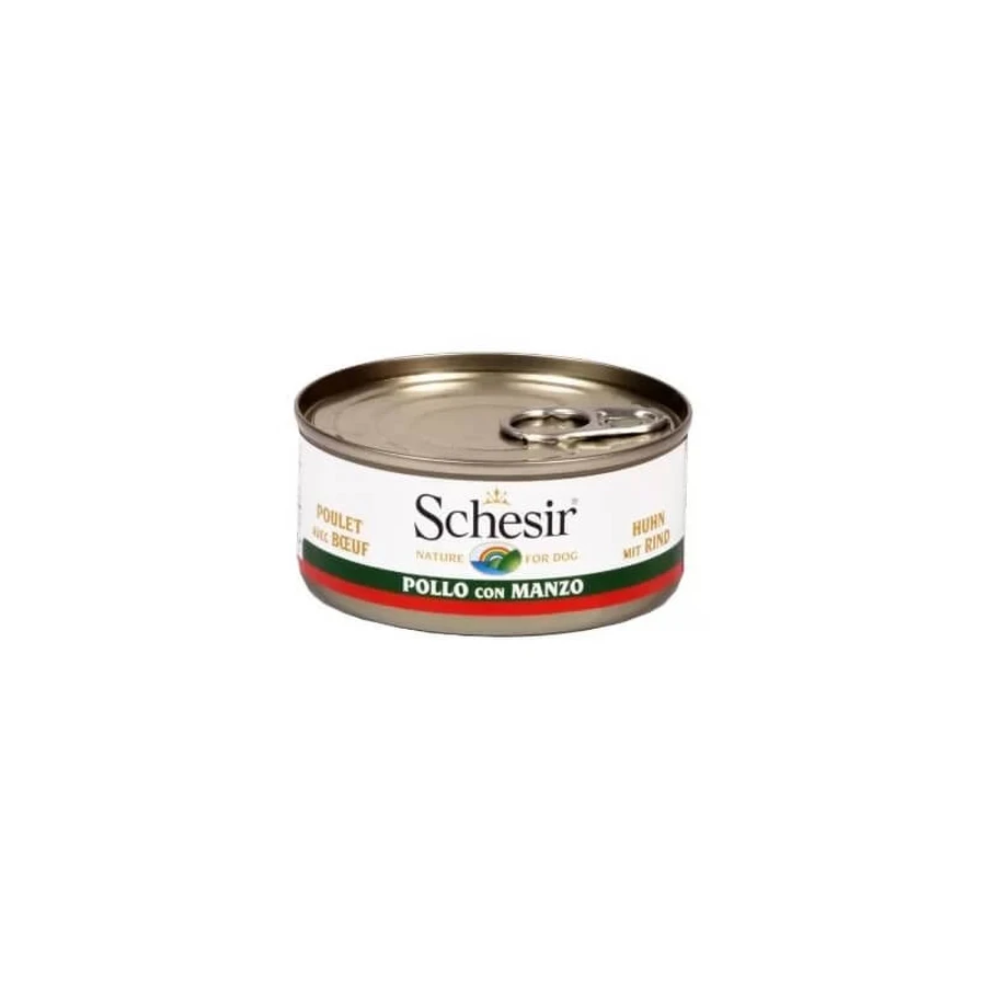 Schesir Pollo con ternera - Comida húmeda para perros, 150 g