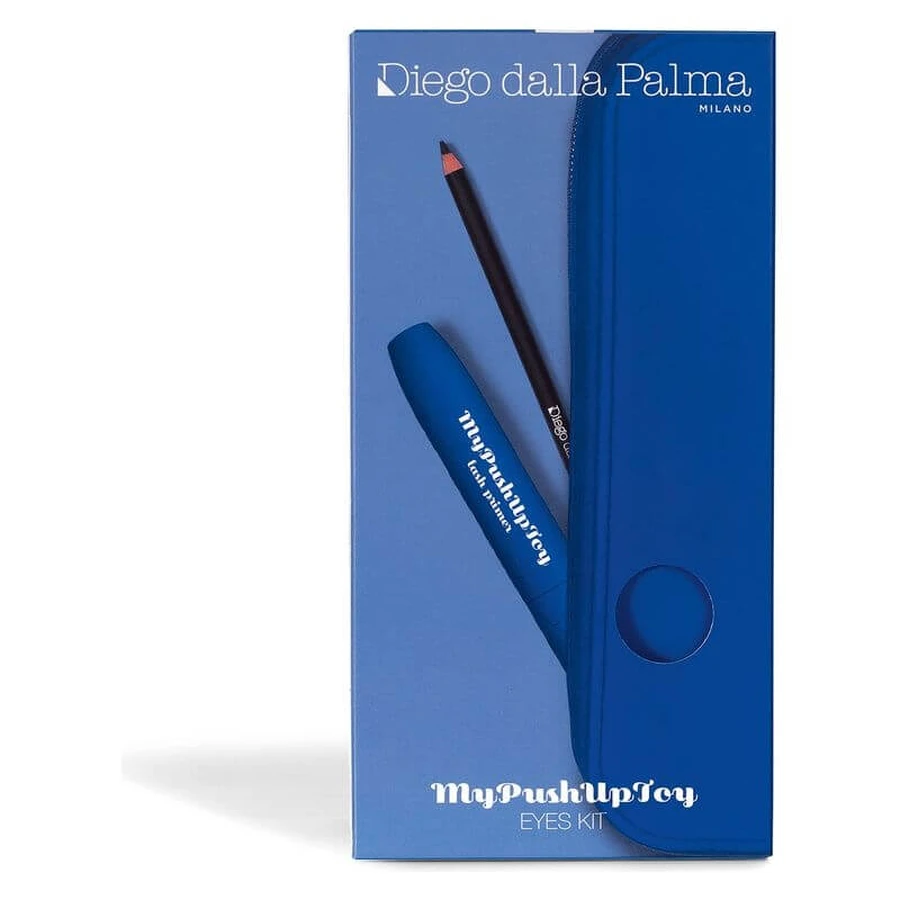 Kit de prebase para pestañas «mypushuptoy» de Diego dalla Palma: prebase de rímel azul + lápiz de ojos negro n.º 01 + estuche de silicona azul