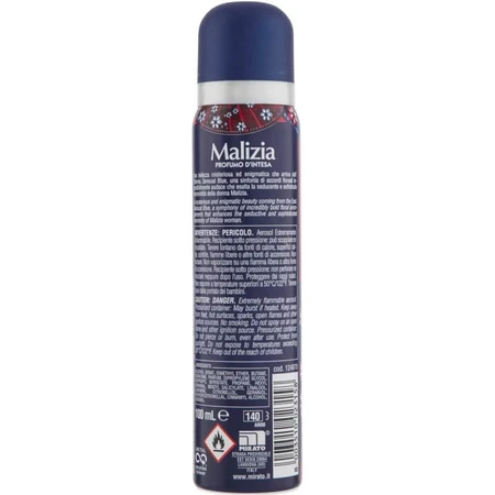 Malizia Blue - Desodorante en spray, 100 ml