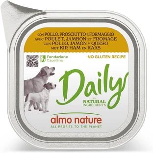 Almo Nature Daily Menu Pollo, jamón y queso - Comida húmeda completa para perros adultos, 100 g