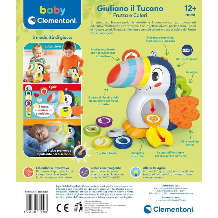 Giuliano le toucan de Clementoni : Fruits et couleurs - Jeu pour la petite enfance
