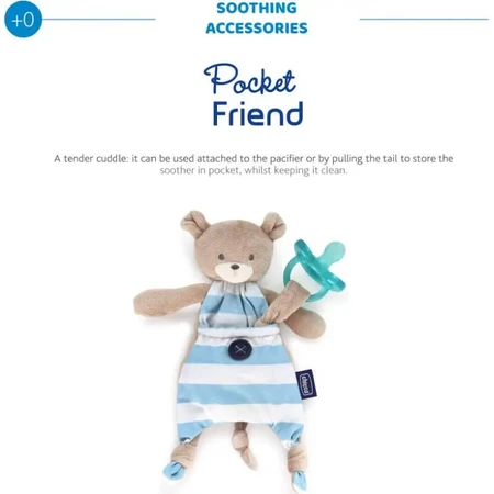 Chicco Pocket Friend - Portachupetes Buddy azul claro