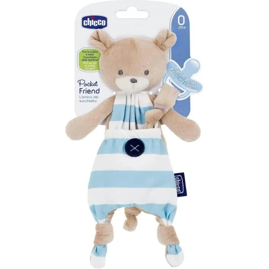 Chicco Pocket Friend - Portachupetes Buddy azul claro