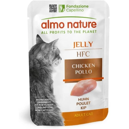 Almo Nature HFC Gelatina de pollo - Comida húmeda complementaria para gatos, 55 g