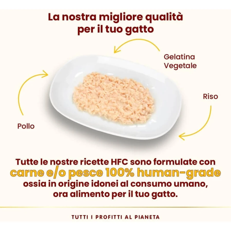 Almo Nature HFC Gelatina de pollo - Comida húmeda complementaria para gatos, 55 g