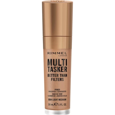 Rimmel Multi-Tasker Better Than Filters 3 en 1: prebase, potenciador de luminosidad e iluminador n.º 004 Light Medium