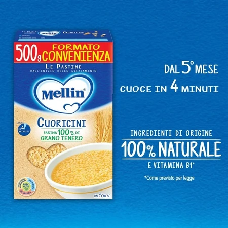 Mellin Little Hearts - Pâtes pour enfants, 500 g