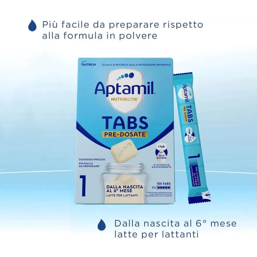Aptamil Nutribiotik tabs 1 – Säuglingsnahrung für 0–6 Monate, 21 Beutel