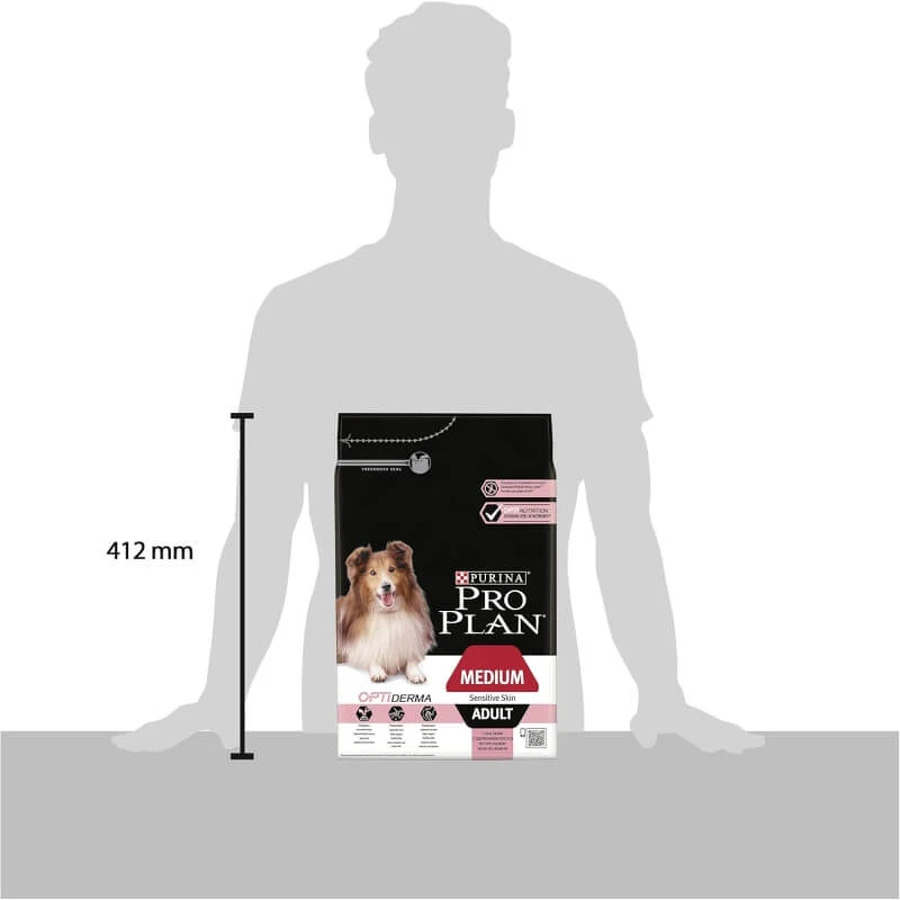 Purina Pro Plan Medium Adult Sensitive Skin Lachs – Alleinfuttermittel für erwachsene Hunde mit empfindlicher Haut, 3 kg
