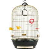 Ferplast Diva: jaula redonda con acabado en latón envejecido para canarios y aves exóticas; resistente a la oxidación y respetuosa con el medio ambiente