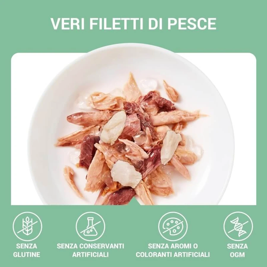 Schesir Complements Jelly-Coated Tuna and Red Mullet Fillets - Complete Cat Food, 70 g