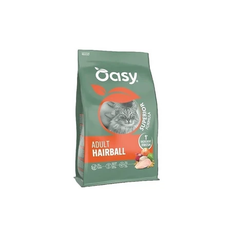 Oasy Superior – formulă pentru pisici adulte cu probleme de ghemotoace de păr, cu pui – hrană completă pentru pisici adulte cu probleme de ghemotoace de păr, 1,5 kg