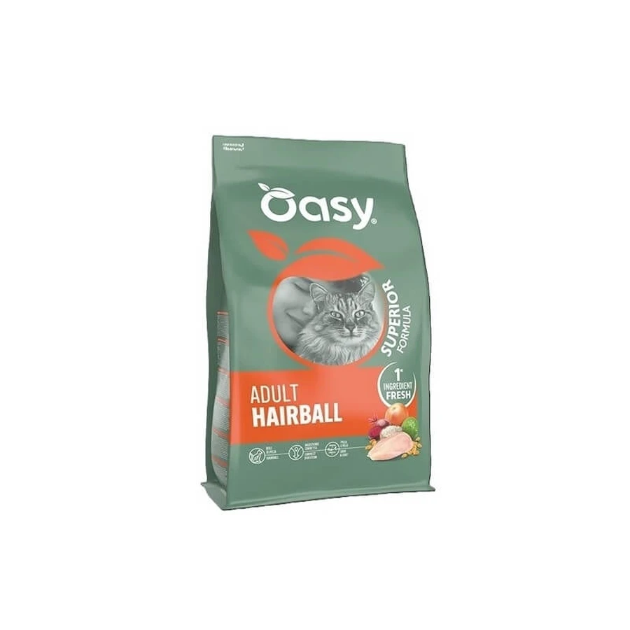 Oasy Superior – formulă pentru pisici adulte cu probleme de ghemotoace de păr, cu pui – hrană completă pentru pisici adulte cu probleme de ghemotoace de păr, 1,5 kg