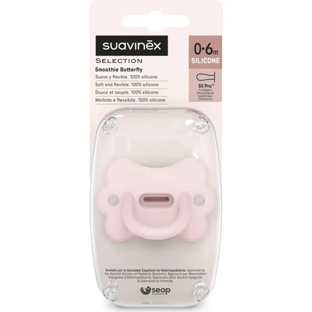Suavinex Butterfly Selection Color Essence 0–6 Monate – Silikon-Schnuller – Rosa